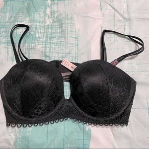 NWT! Victoria Secret Black lace push up braw 36D